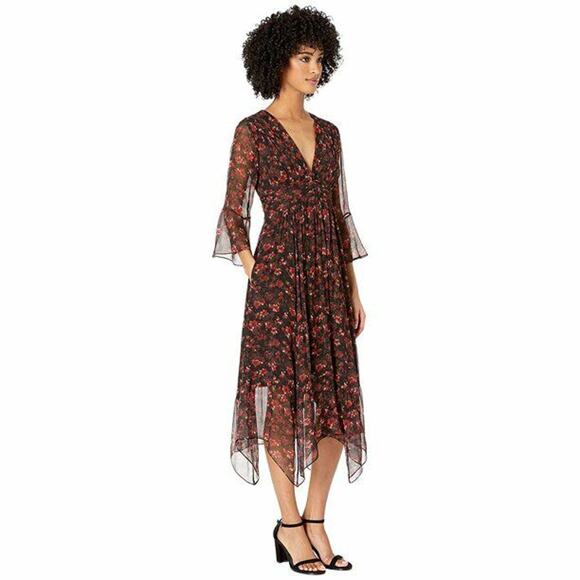 RACHEL ZOE Women's Chiffon CADEN DRESS 100% Silk Lined - Size 0 Floral Multi - Picture 3 of 12